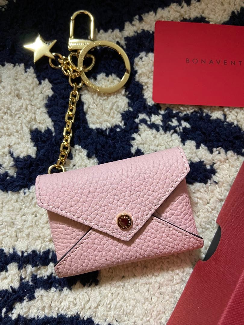 未使用BONAVENTURAスターチェーンキーホルダーシュリンクレザー★サクラ
