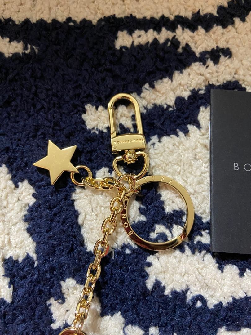 未使用BONAVENTURAスターチェーンキーホルダーシュリンクレザー★サクラ