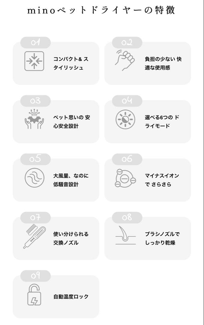 mino ペットヘアドライヤー 犬猫 Pet Dryer