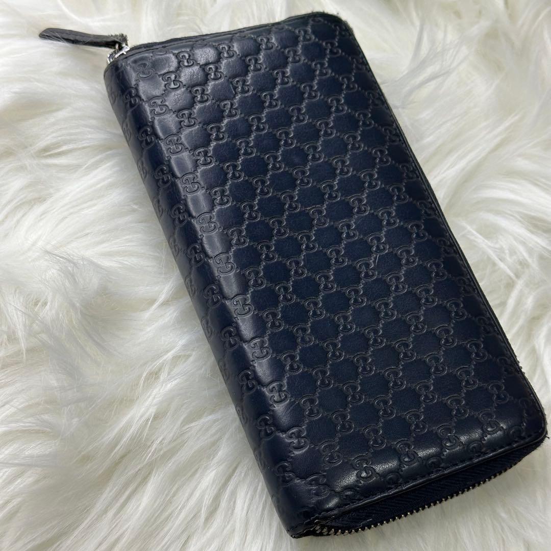 GUCCI グッチ マイクロ シマGG柄 長財布 ラウンド