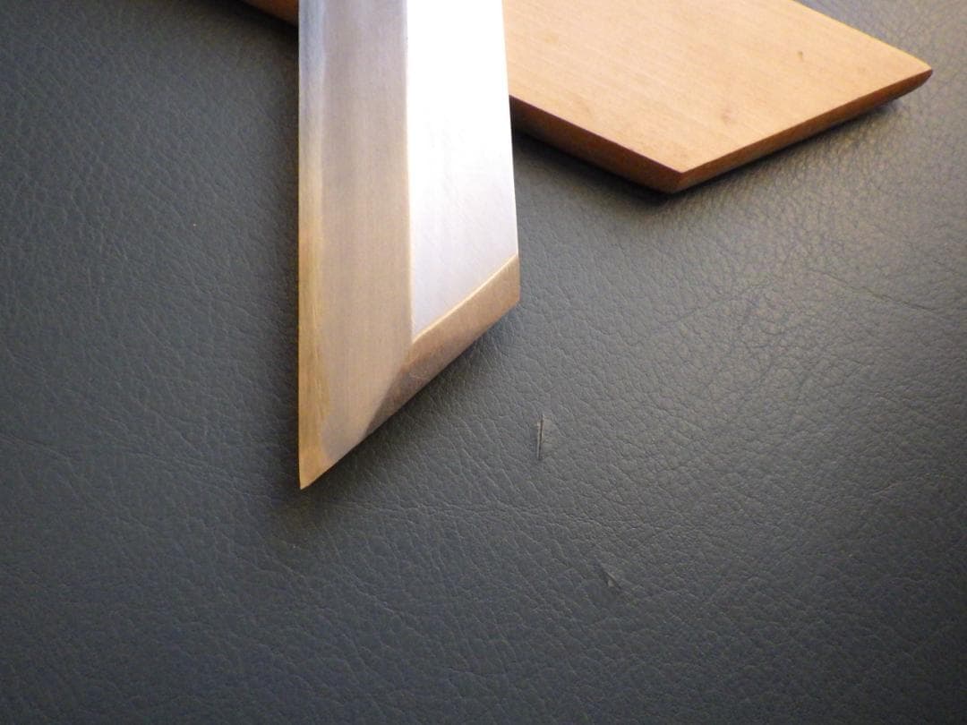 ゆ*ん様 ケンムキ包丁★白2鋼 185mmマチ 本鍛造・縞黒檀口輪柄★ 鞘付き