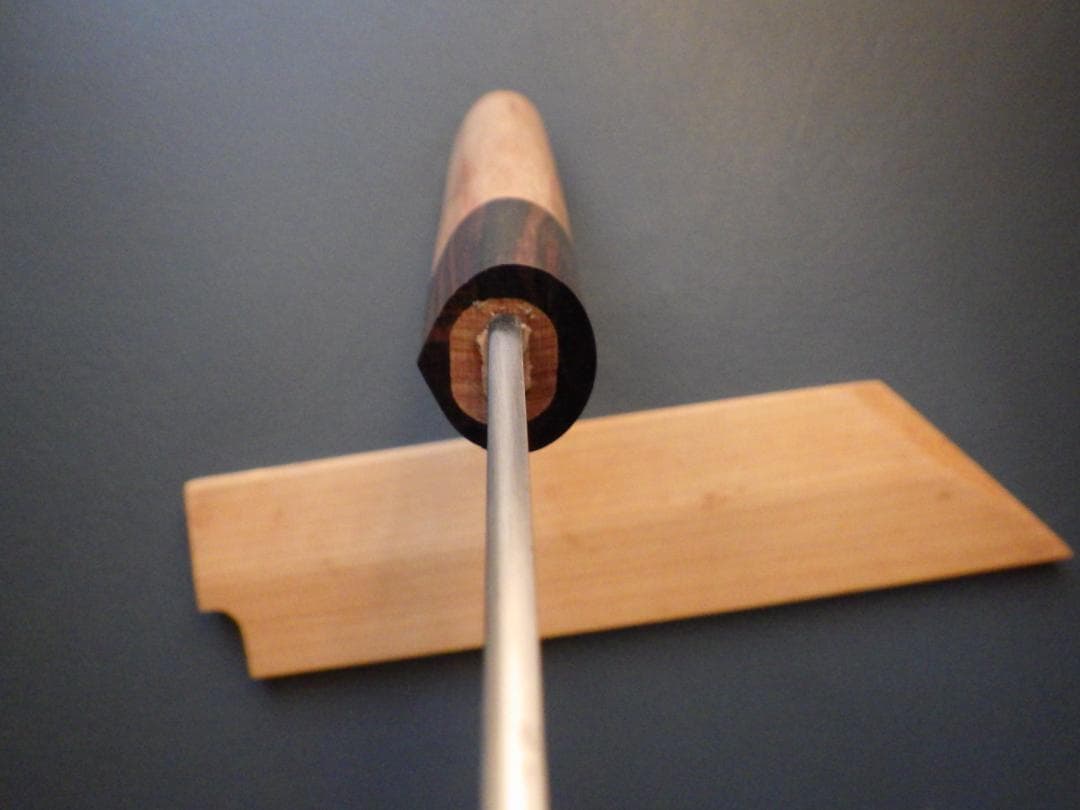 ゆ*ん様 ケンムキ包丁★白2鋼 185mmマチ 本鍛造・縞黒檀口輪柄★ 鞘付き