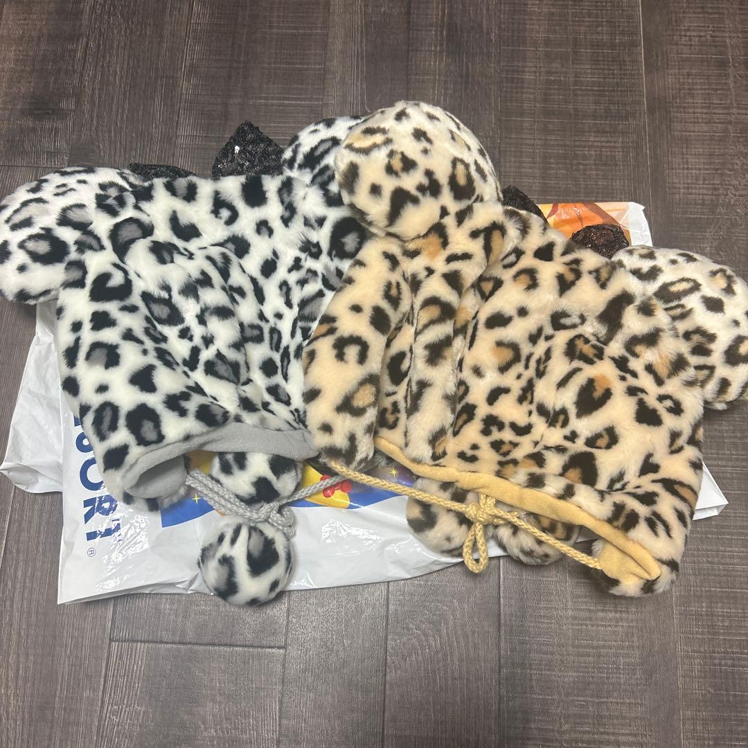 ディズニー ヒョウ柄ファンキャップ 2個セット シルバー ベージュ 茶色 黒 白