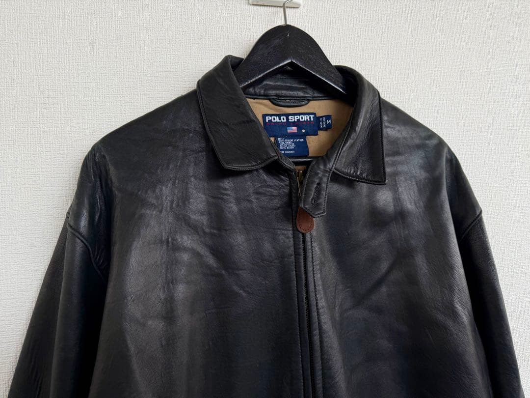 超超スペシャル 90s ポニー無 ポロ スポーツ レザージャケット M ブラック
