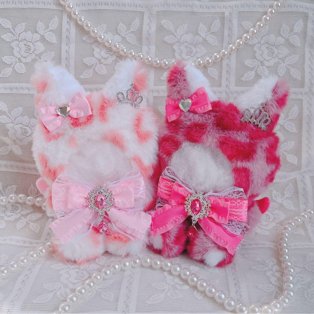 b.202 ぬい服 12cm ちびぐるみ 着ぐるみ おすわり ピンク系狼セット