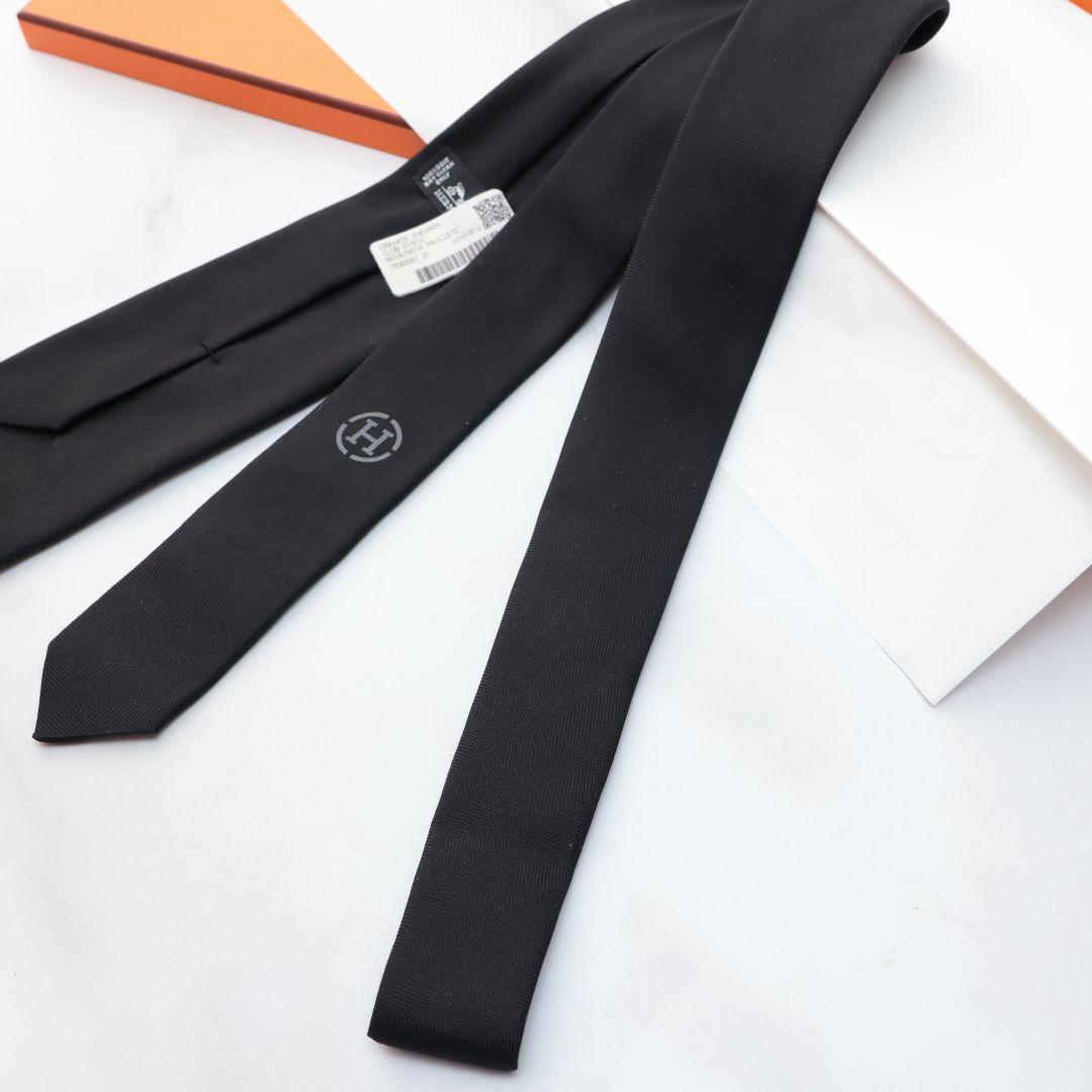 未使用 エルメス HERMES ブラック ネクタイ