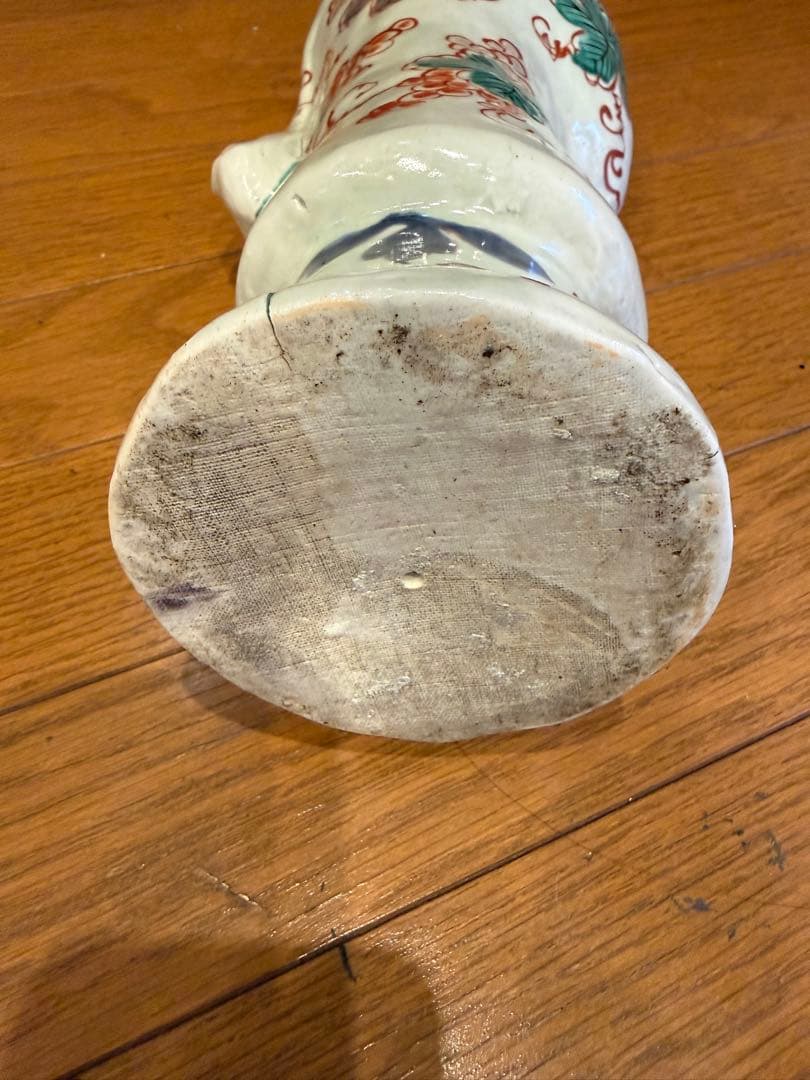 古伊万里色絵役者人形　陶器人形 扇持男人形 飾物 置物 時代物　古美術