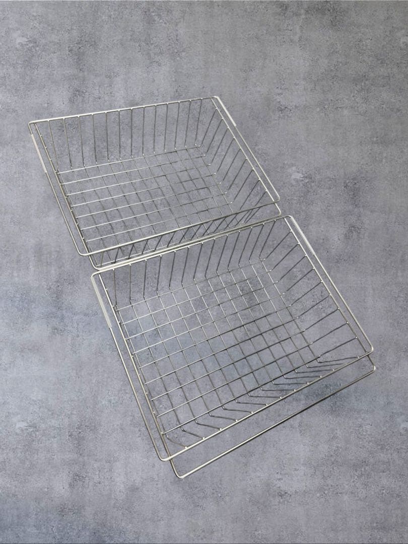 MUJI 無印良品 ステンレスユニットシェルフ4段 ステンレスバスケットx2