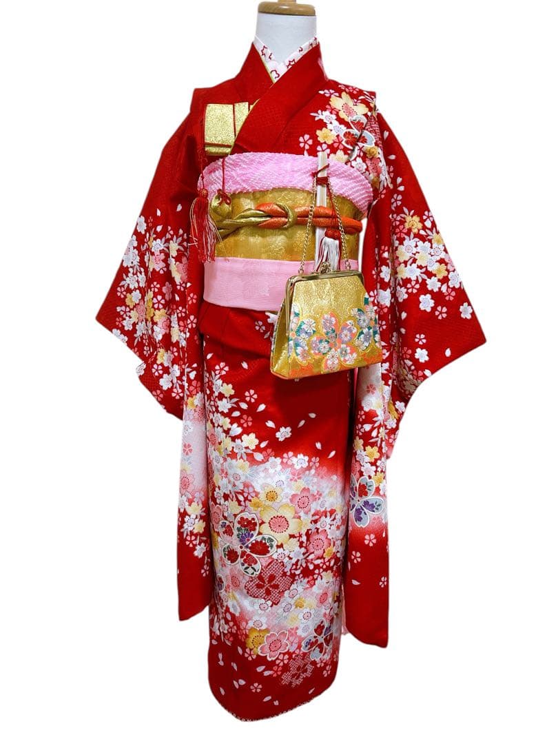 正統派赤系♡七五三　7歳　女の子　セット　一式　ゴールド　ピンク