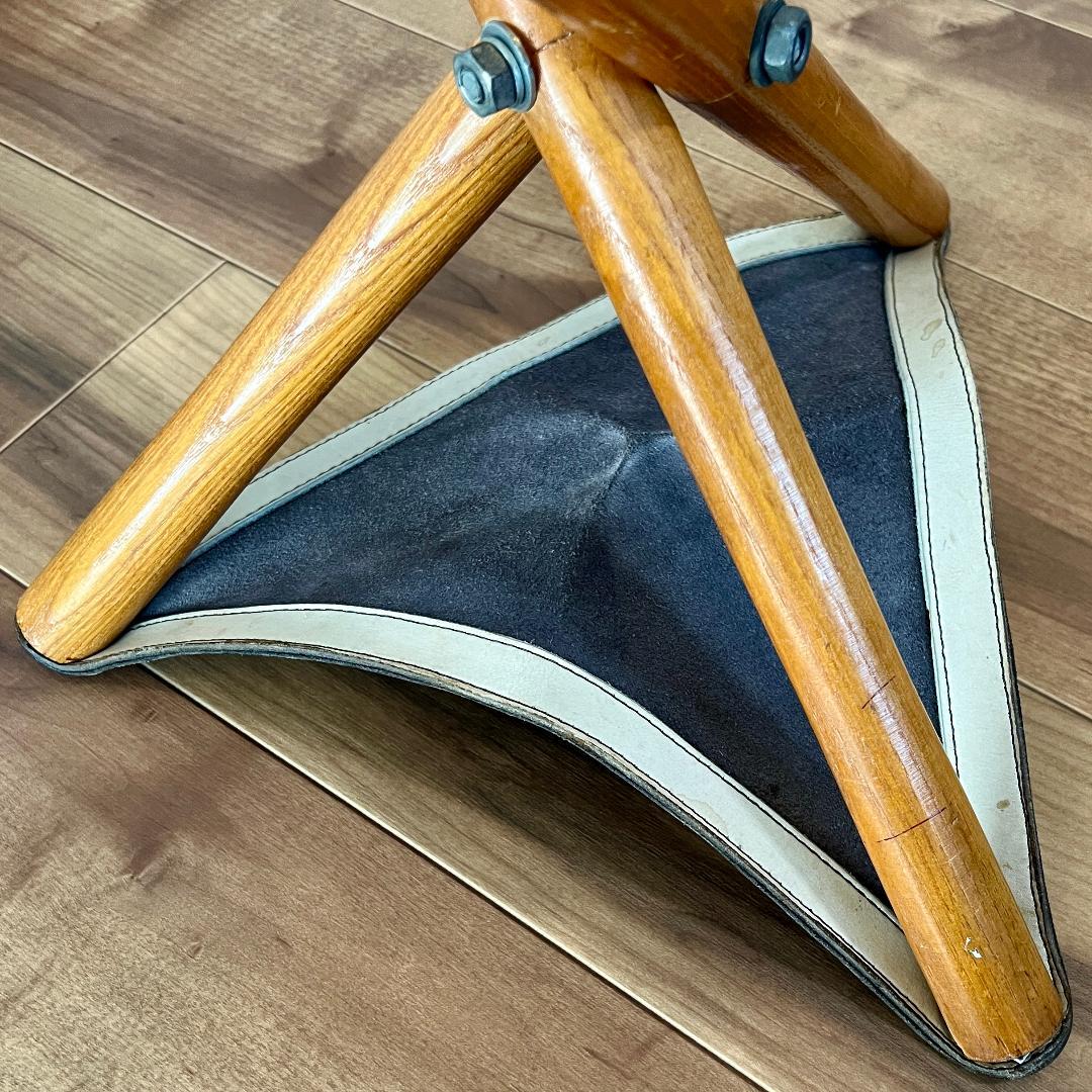 ハンティングチェア フランス製 ヴィンテージ レザースツール 折りたたみチェア