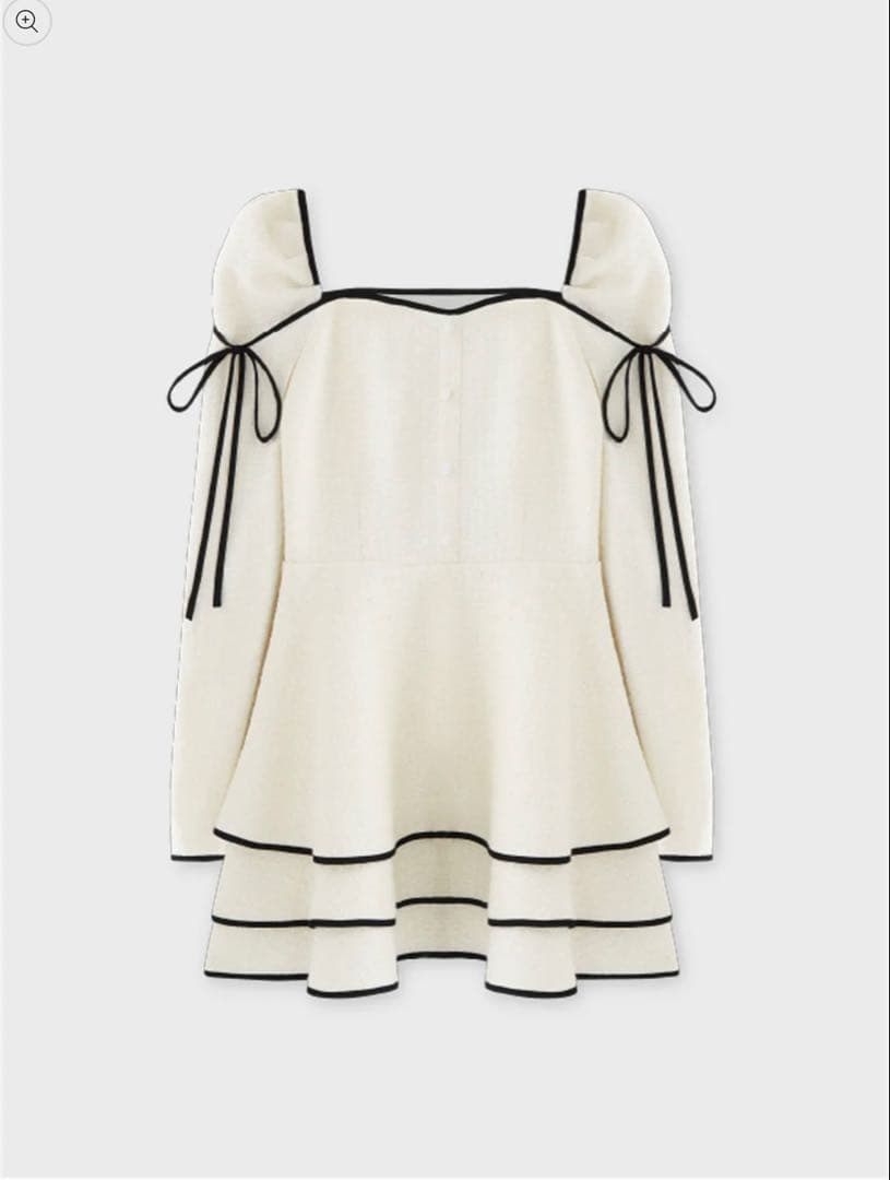 ワンピース mmeeme Ribbon trim tweed mini onepiece