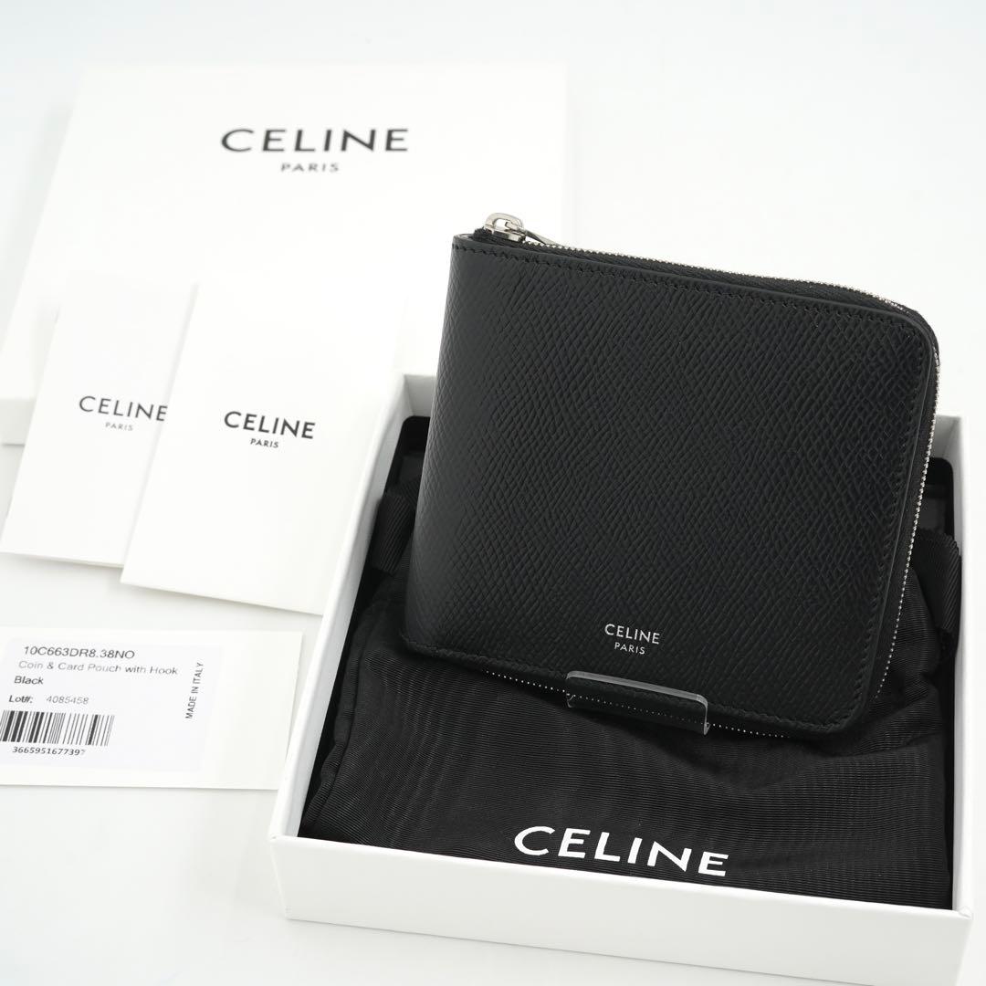 極上美品・箱保存袋付　CELINE ジップドバイフォールドウォレット　ブラック