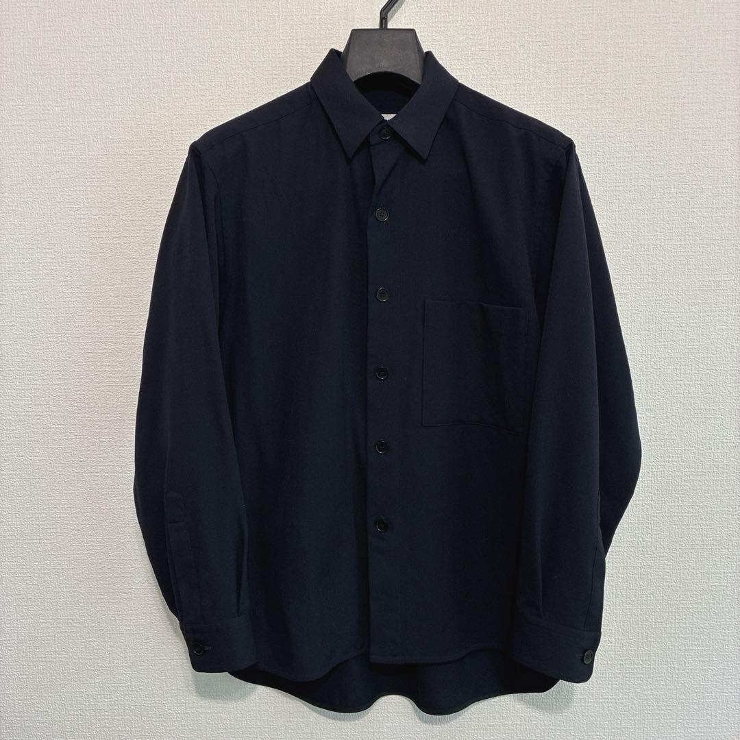 JOHN SMEDLEY ウールシャツ ネイビー