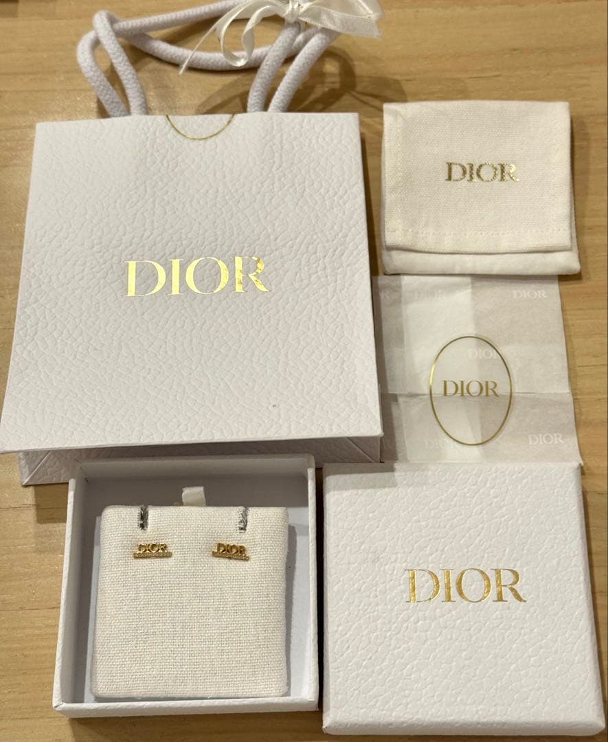 Dior ロゴデザイン ピアス　ラインストーン