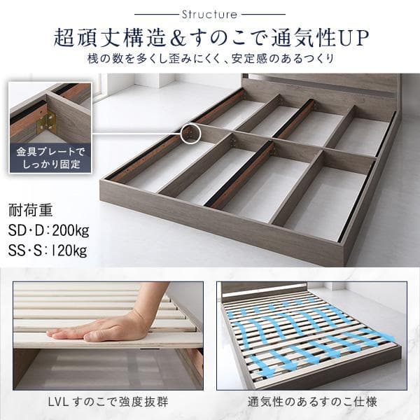 ベッド シングル ポケットコイルマットレス付き グレージュ ds-2423387
