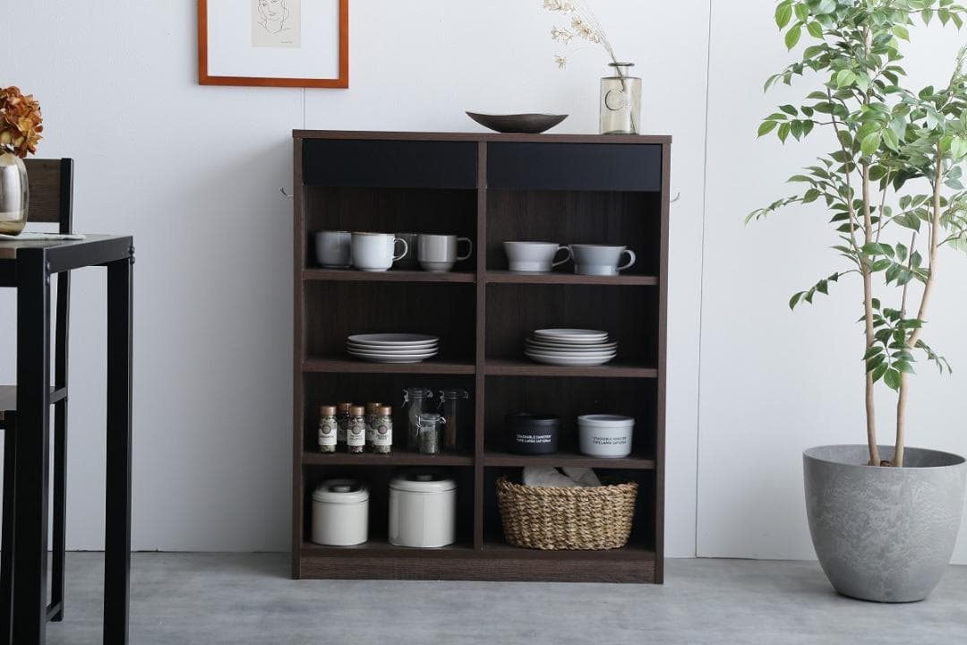 【幅80cm】引き出し付き本棚  　ナチュラルｘホワイト