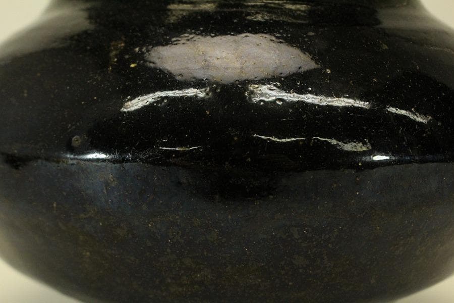 李朝 古会寧窯 黒釉 壷 朝鮮美術(ZE664)