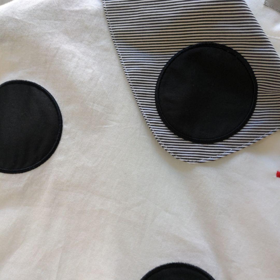 ドット柄パッチワーク半袖シャツ