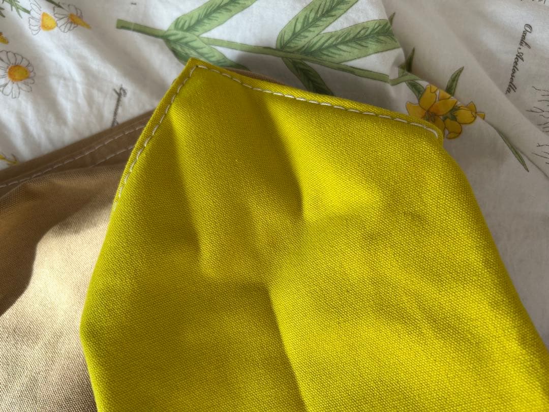 Merci メルシーキャンパストートバックLサイズイエロー/ベージュ