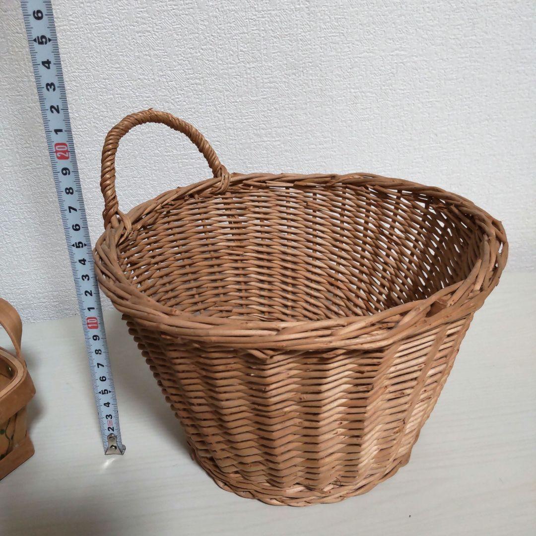 籠 かご バスケット 大きい 持ち手付 まとめ売り ヴィンテージ 籐 ラタン