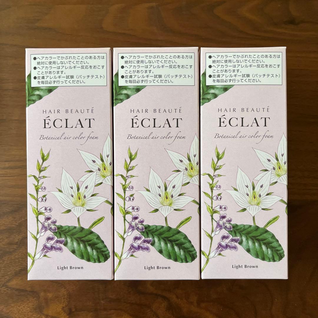 新品　ヘアボーテエクラ ボタニカルエアカラーフォーム ライトブラウン 80g3箱