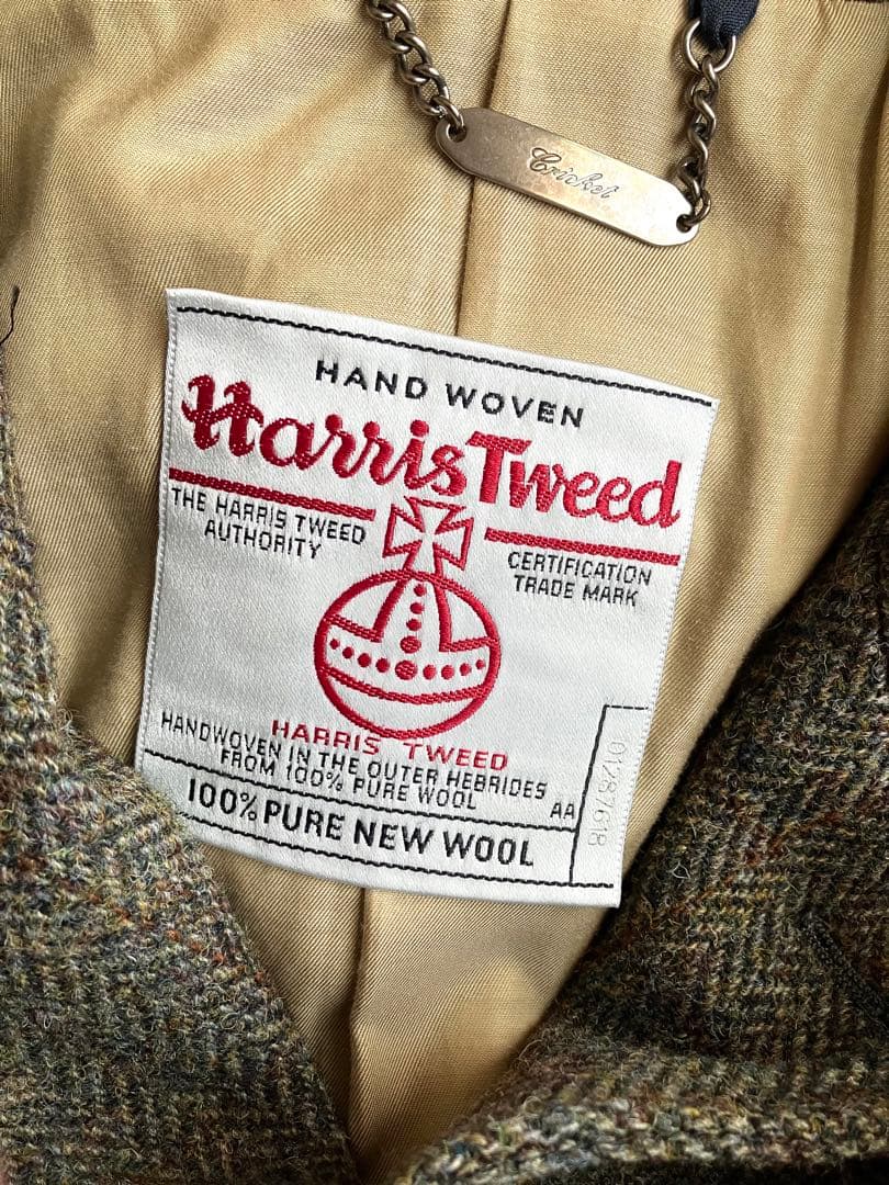 ［Harris Tweed］高級ウール100%ヘリンボーン柄ステンカラーコートM