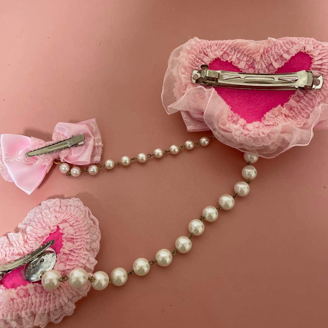 ラパフェ⭐︎バラとピンクレースリボンの姫系髪飾り⭐︎美品⭐︎姫ギャル⭐︎コスプレ小物