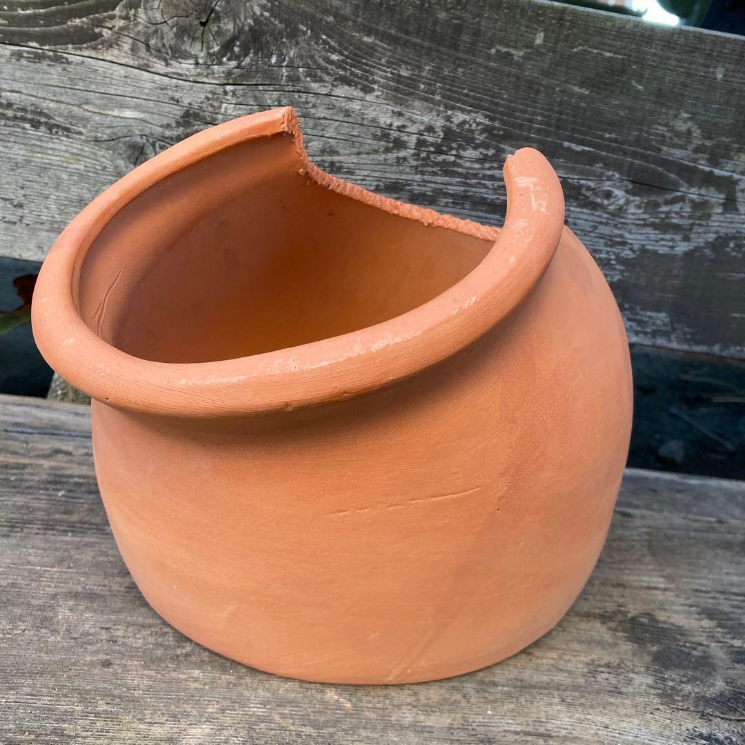 《３個set》割れテイスト 斜め壺型テラコッタ 在庫残り ラスト１セット