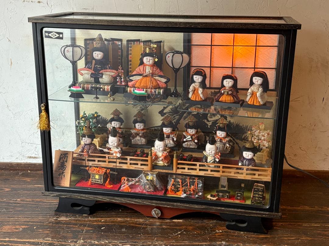 雛人形セット ガラスケース付き 河寿作 雛人形