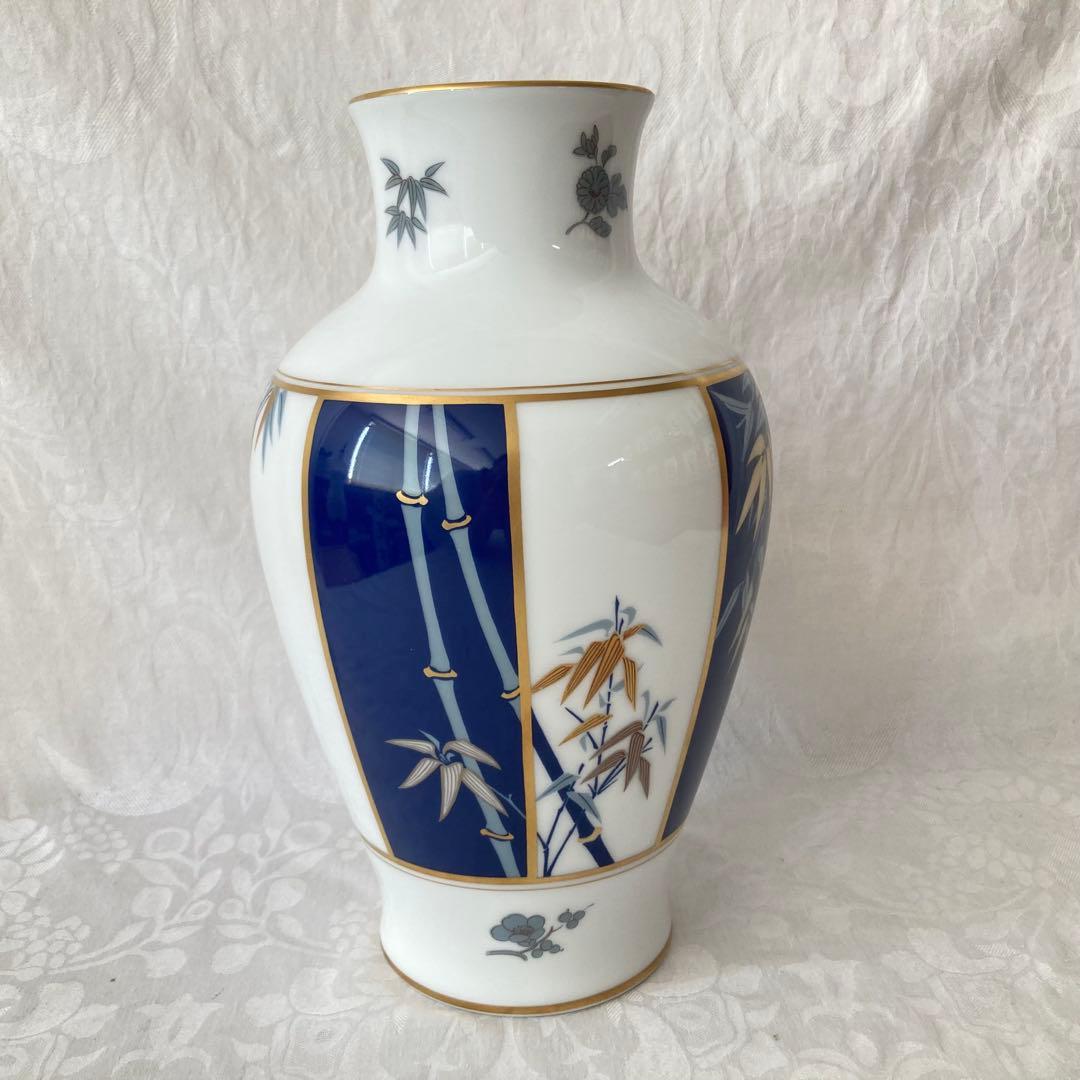 【大倉陶園】フランクリン ポーセリン 四君子之内 竹 花瓶