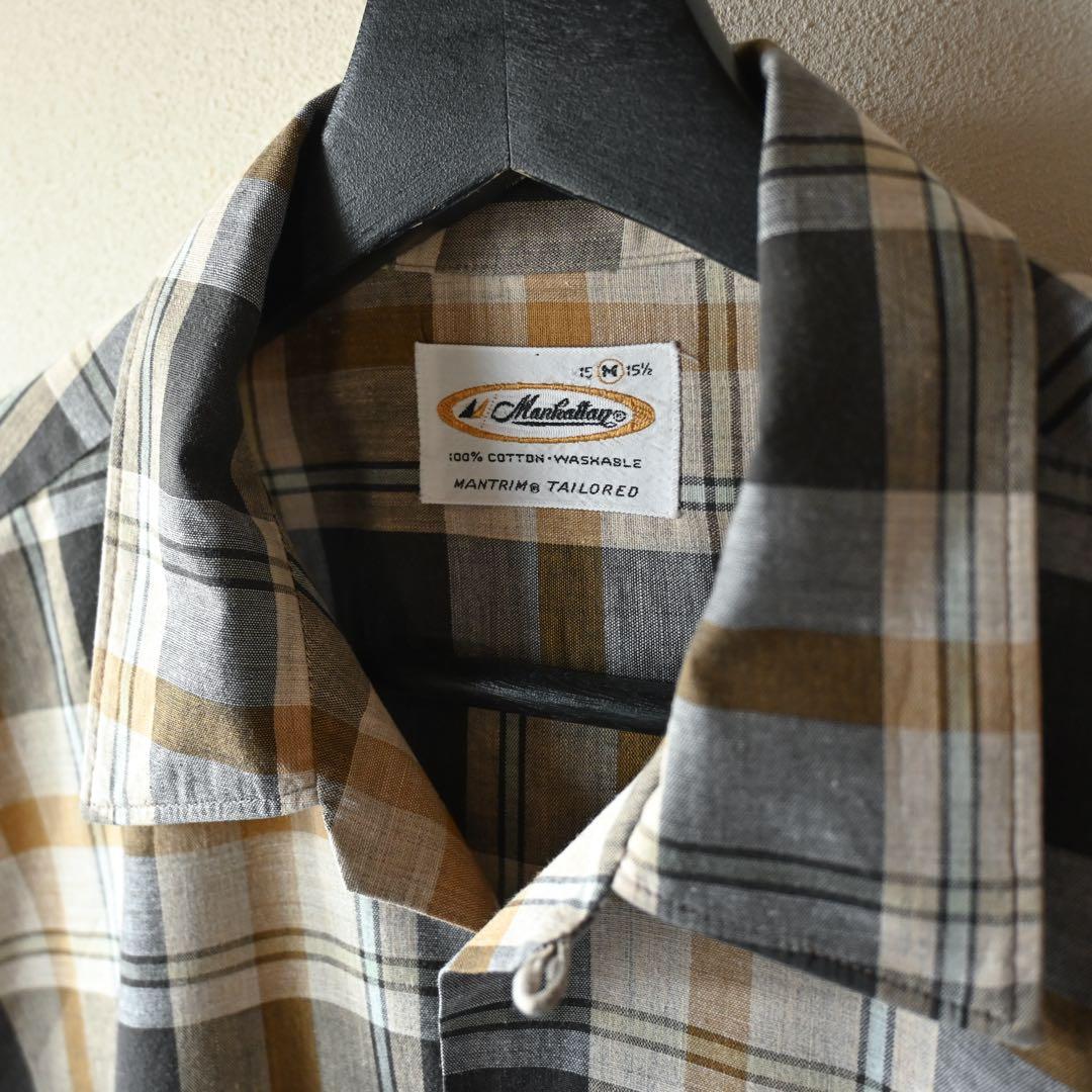 ア*オ様 60s vintage Manhattan 開襟 チェックシャツ コッ