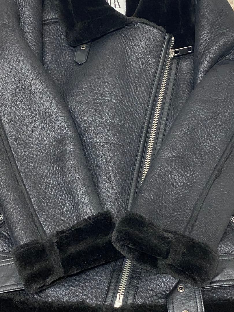 超美品★ZARA ダブルフェイスジャケット　ムートンライダースジャケット