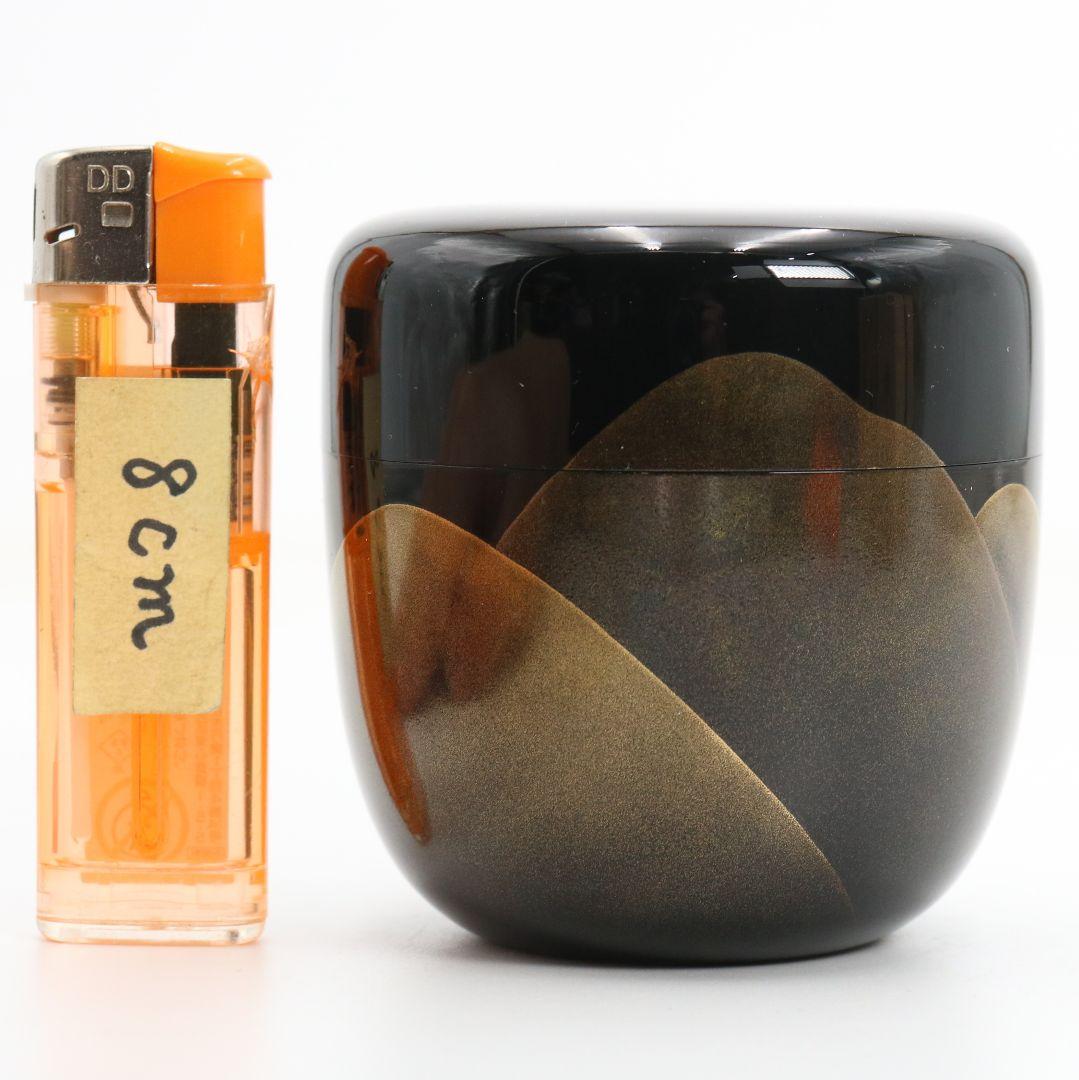 蒔絵師 北浜風月作 遠山蒔絵 大棗 内銀溜塗 輪島塗 茶道具　SX993