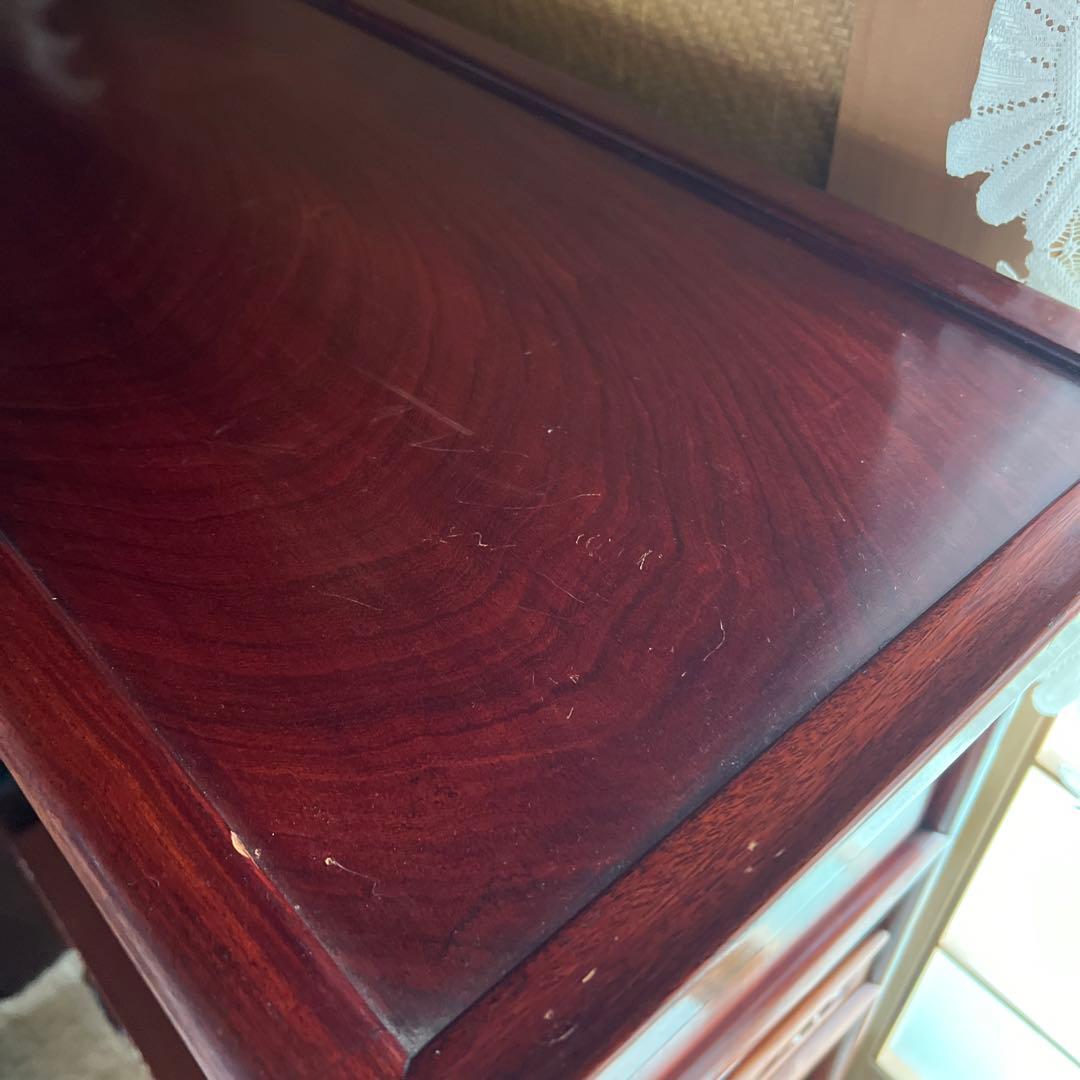 【美品】違い棚　紫檀　松と鶴模様　和家具 茶箪笥 唐木 昭和レトロ