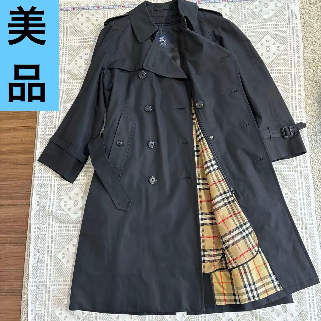 [美品]バーバリーロンドン　ブラック トレンチコート ダブル Burburry
