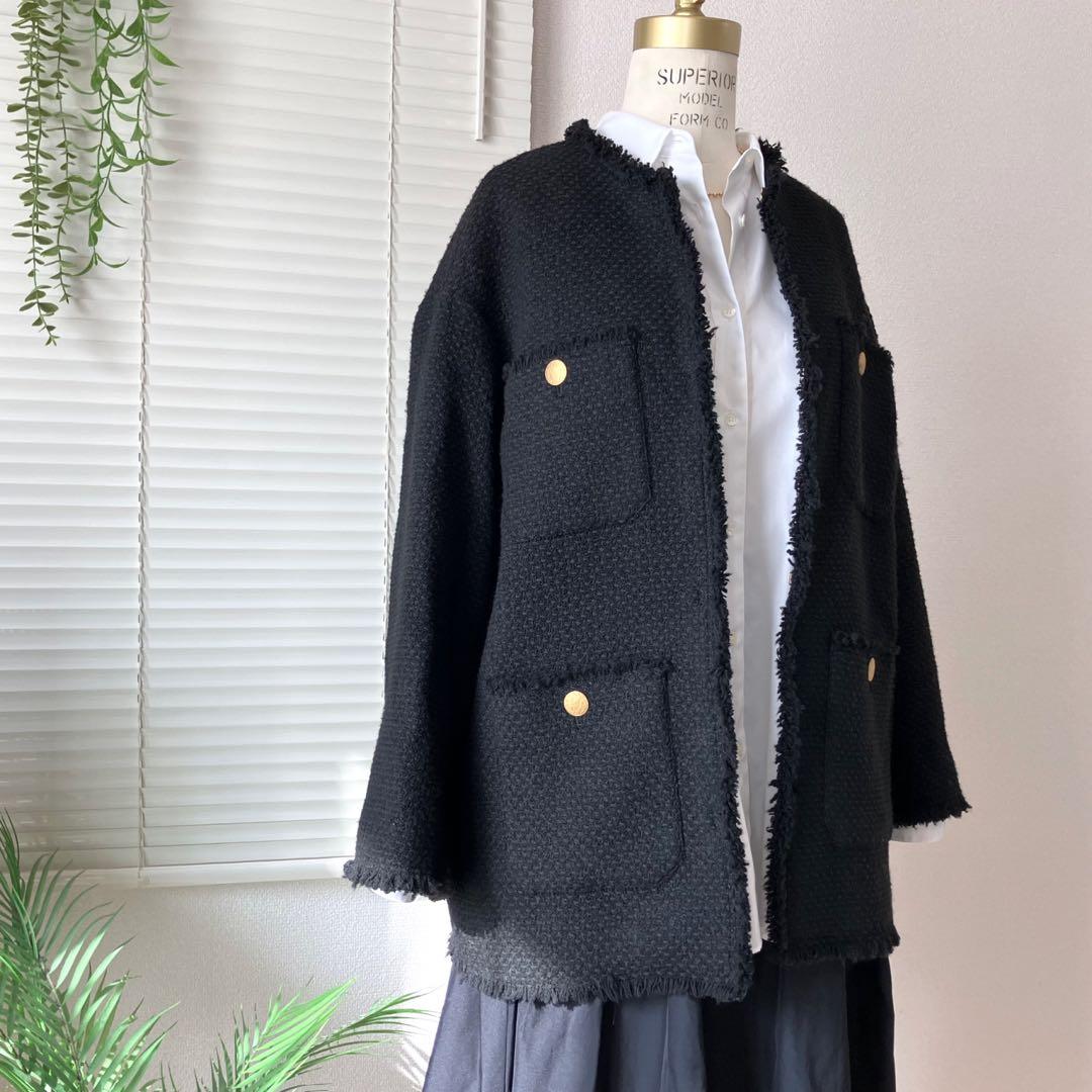 L'ESSAGE GIOLICAツイードBIGジャケット 黒