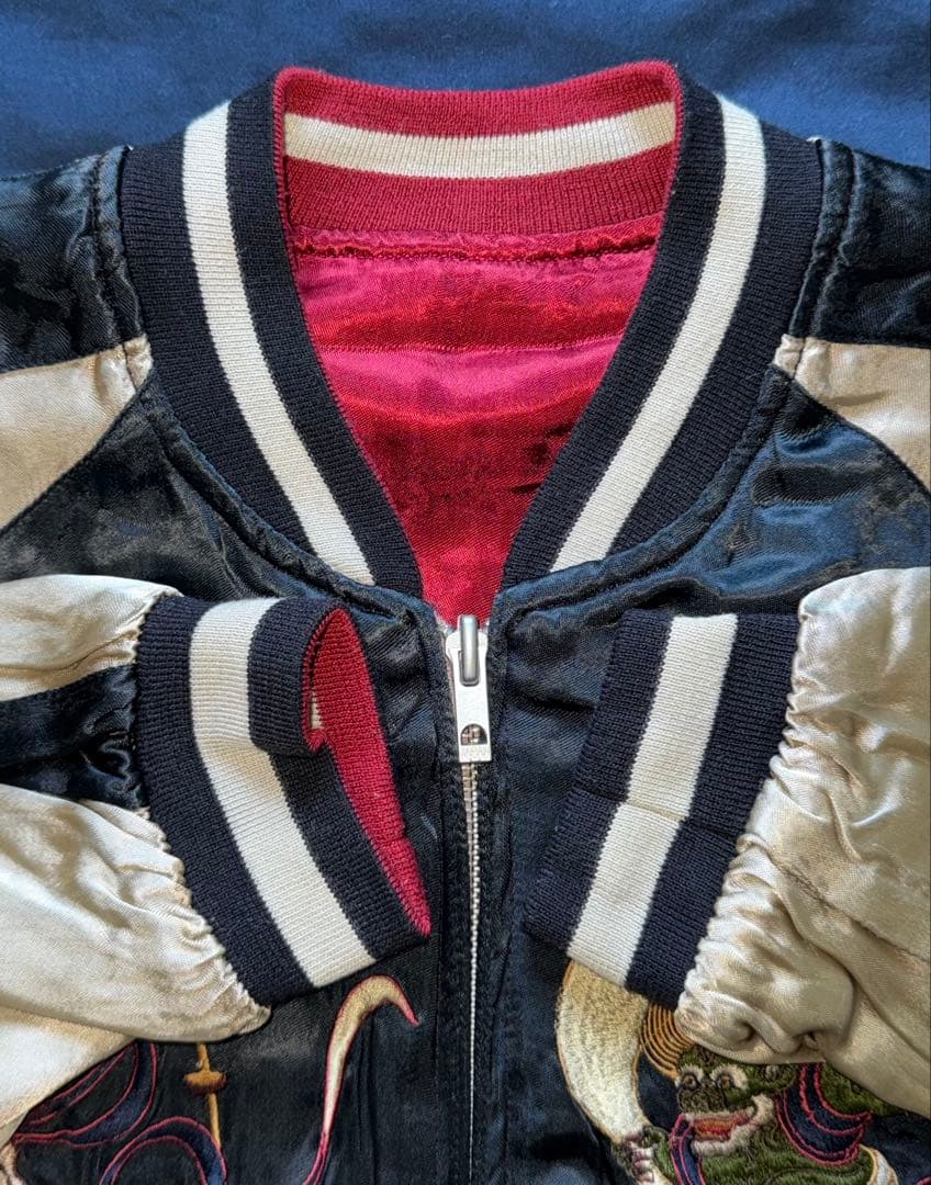 ★未使用！ピンボール 名作リバーシブルスカジャン 風神雷神/鯉に桜