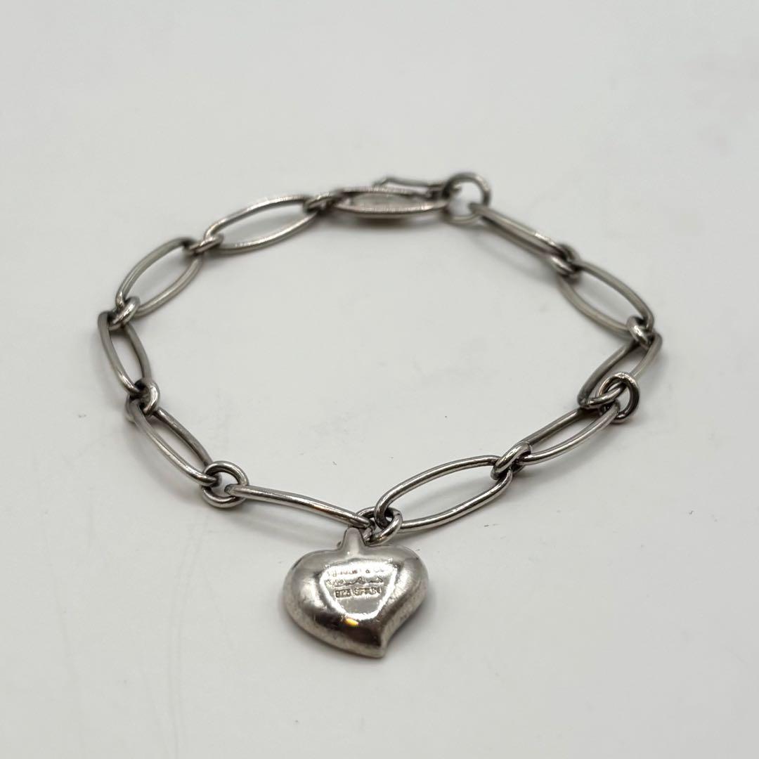 【美品】ティファニー ブレスレット ハート型チャーム SV925 シルバー