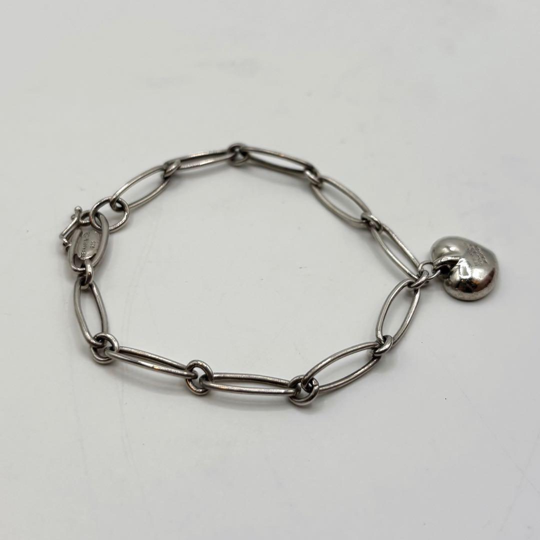 【美品】ティファニー ブレスレット ハート型チャーム SV925 シルバー