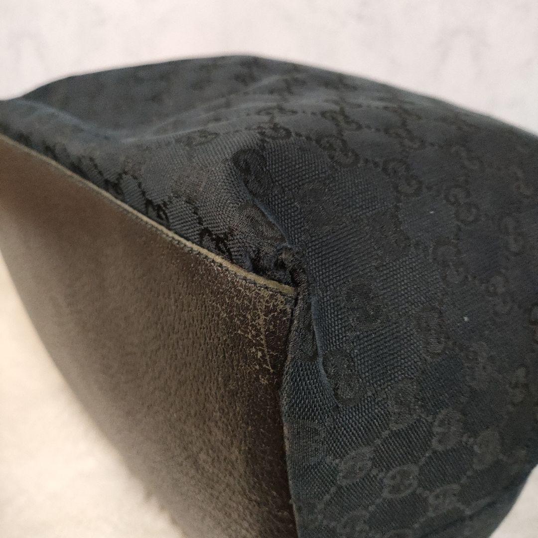 グッチ トートバッグ ブラックキャンバス シェリーライン 大容量レディース