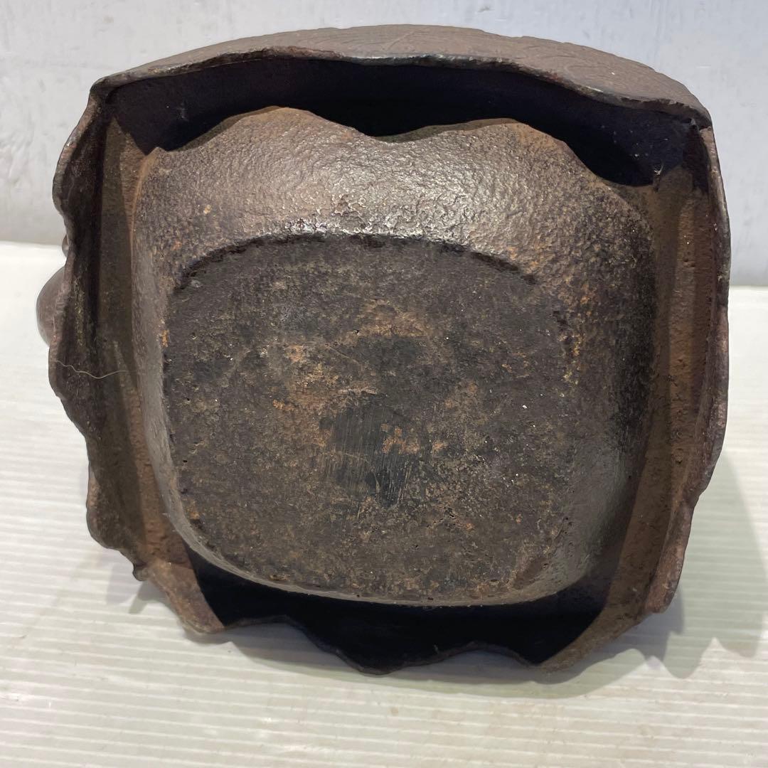 銅蓋 袴四方鉄瓶 湯沸 茶道具 茶器 鐵瓶 骨董美術品　コレクション　年代物