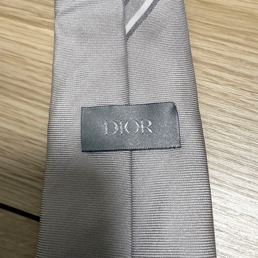 Dior ディオール グレー ネクタイ シルク メンズ シルバー