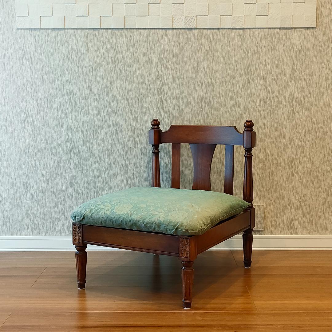 アンティーク　一人掛けソファ　ミントグリーン　ローチェア①