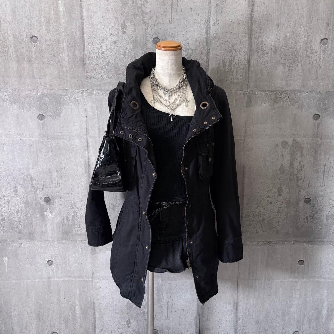 00s 平成ギャル ミリタリージャケット ボリュームネック ギミックy2k