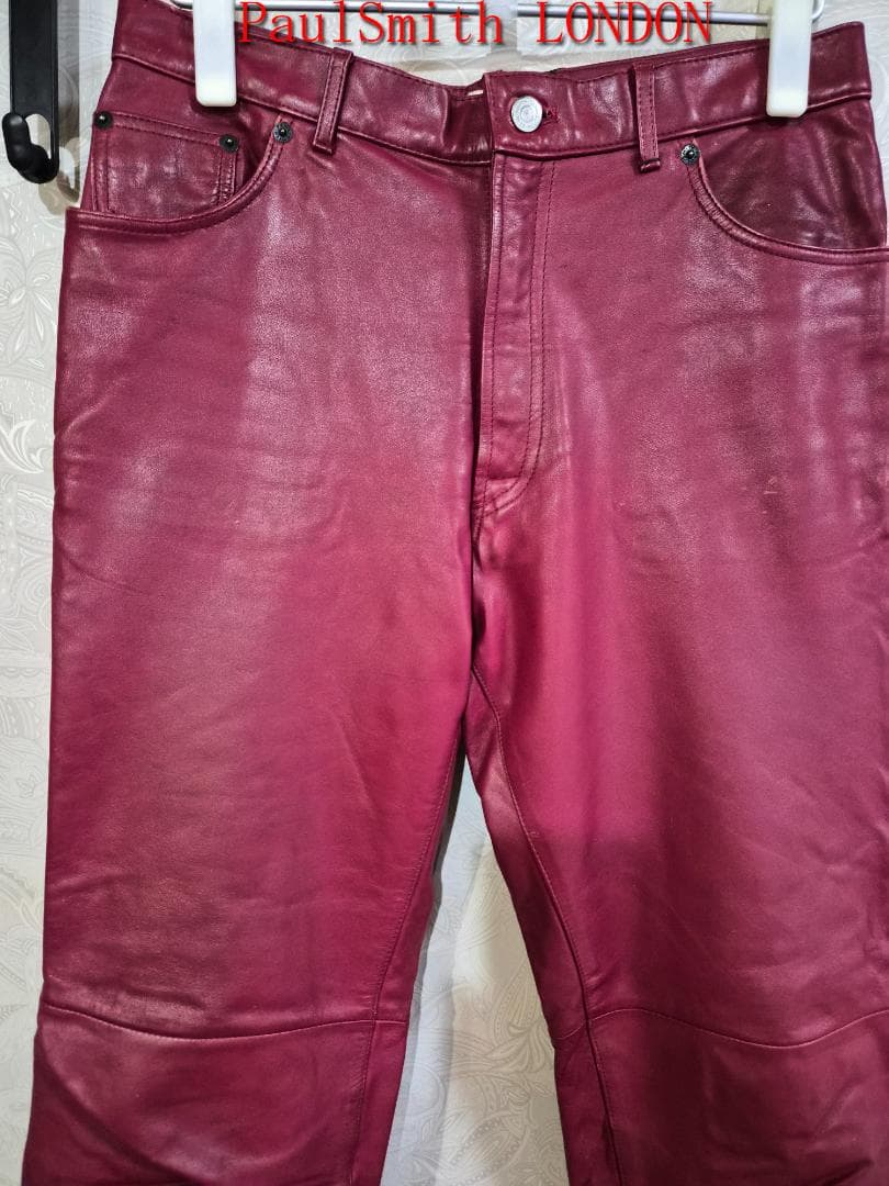 Paul Smith バーガンディ レザー パンツ 32