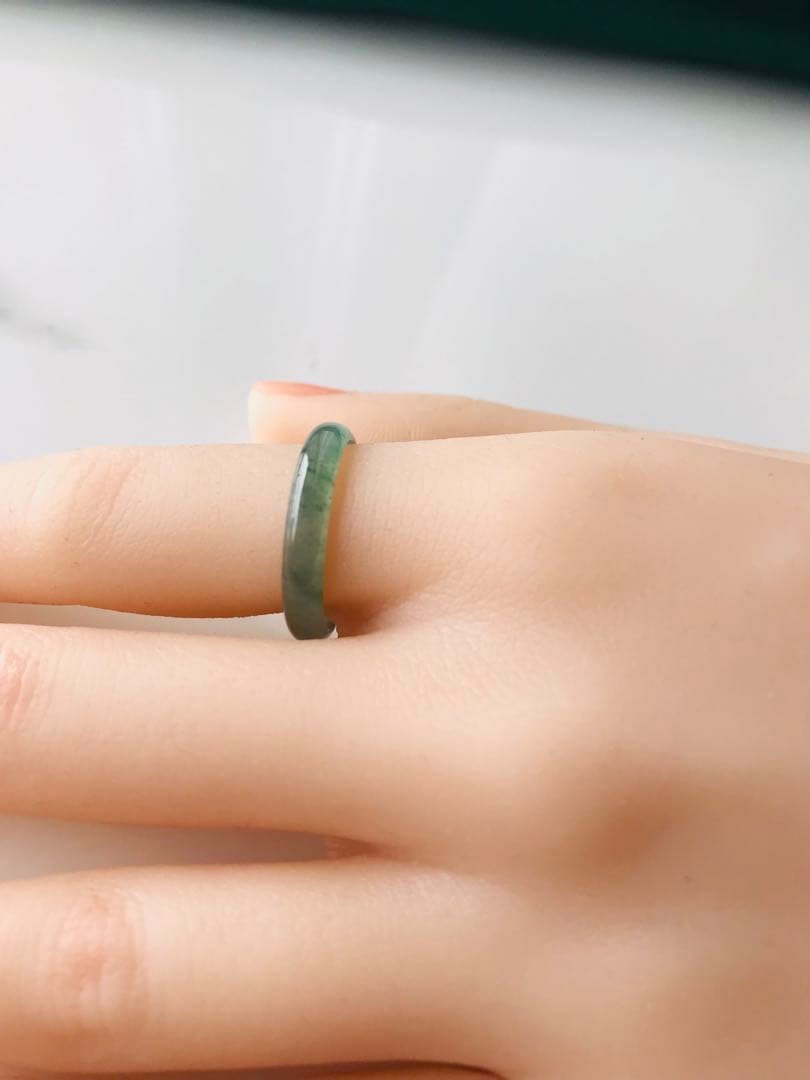 [R50-0011］天然石　翡翠　くりぬき　リング　グアテマラ産　16号