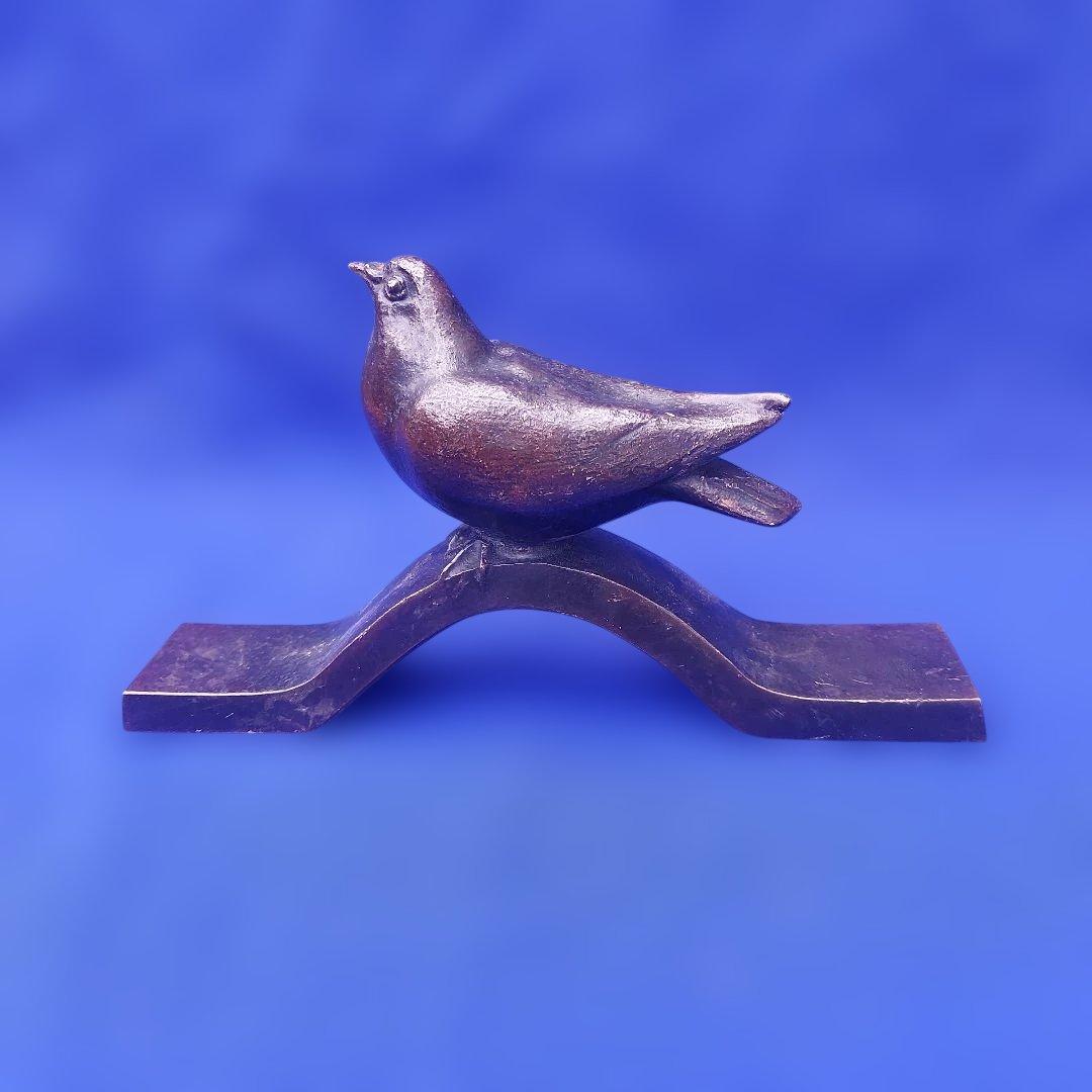 橋本堅太郎　鳩　ハト　文鎮　置物　真鍮製