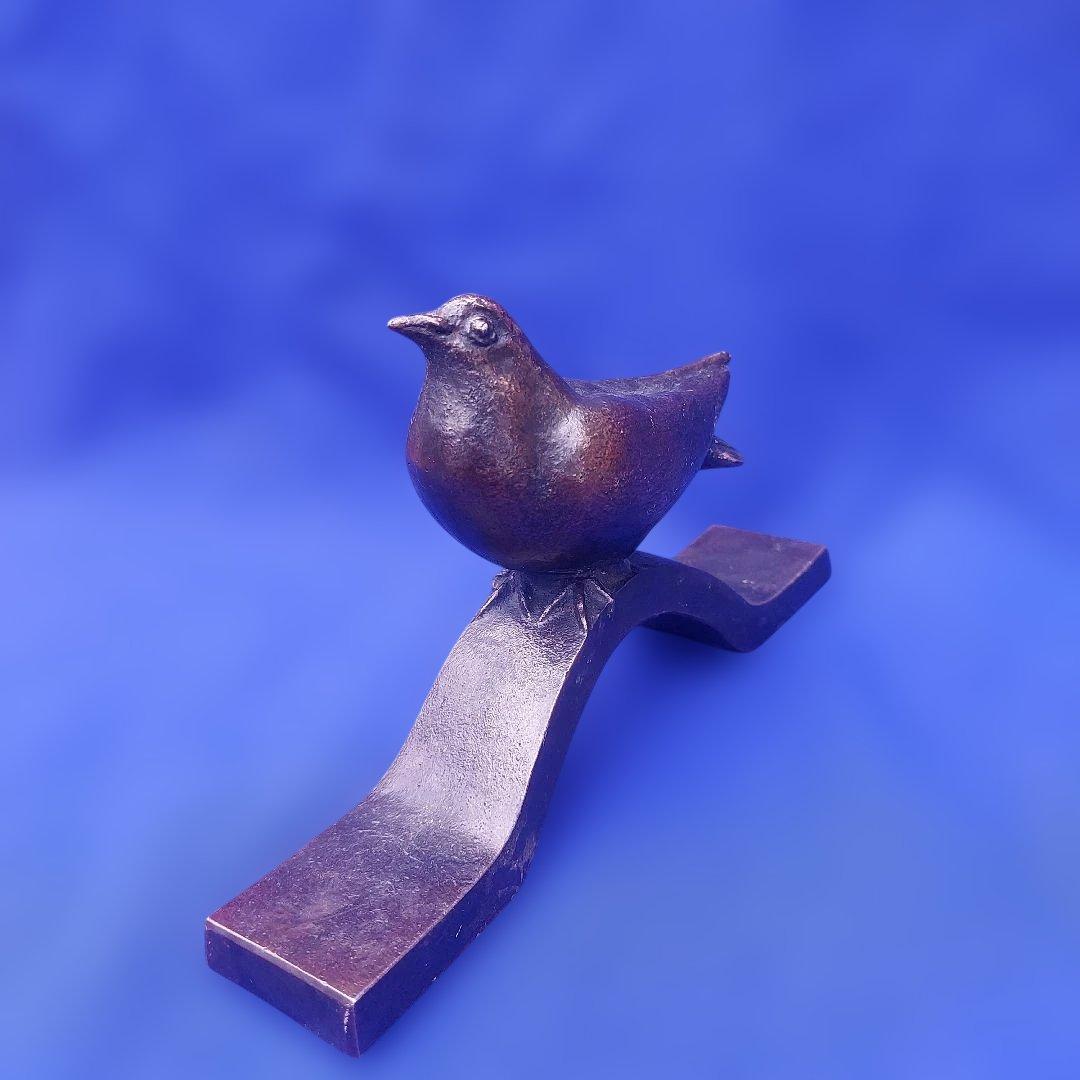橋本堅太郎　鳩　ハト　文鎮　置物　真鍮製