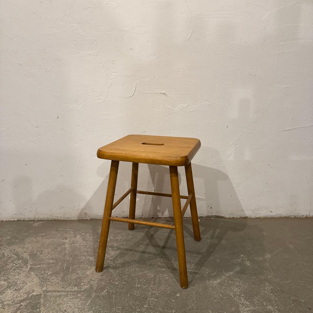 ヴィンテージ　木製サイドテーブル　　スツール　スクエア