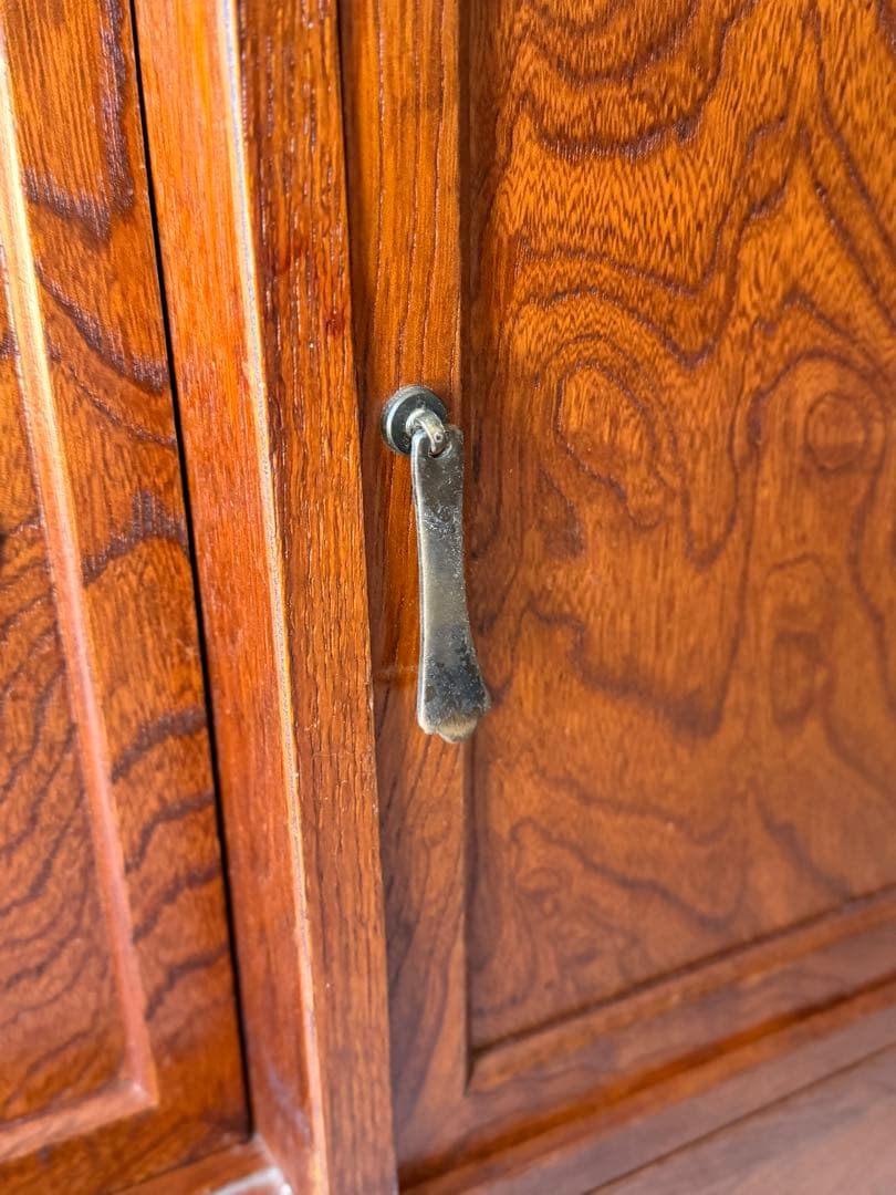 欅材 水屋箪笥 茶箪笥 ガラス飾り棚 レトロ 木製 アンティーク 日本製 古家具